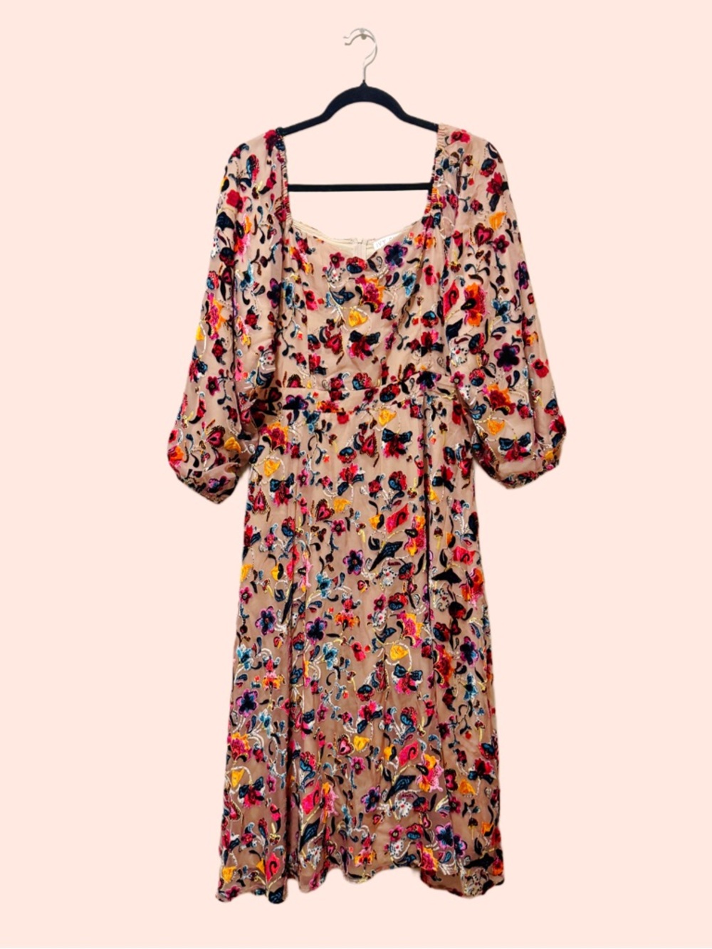 Ivy City Co Dress with Multicolor Floral Velvet Pattern